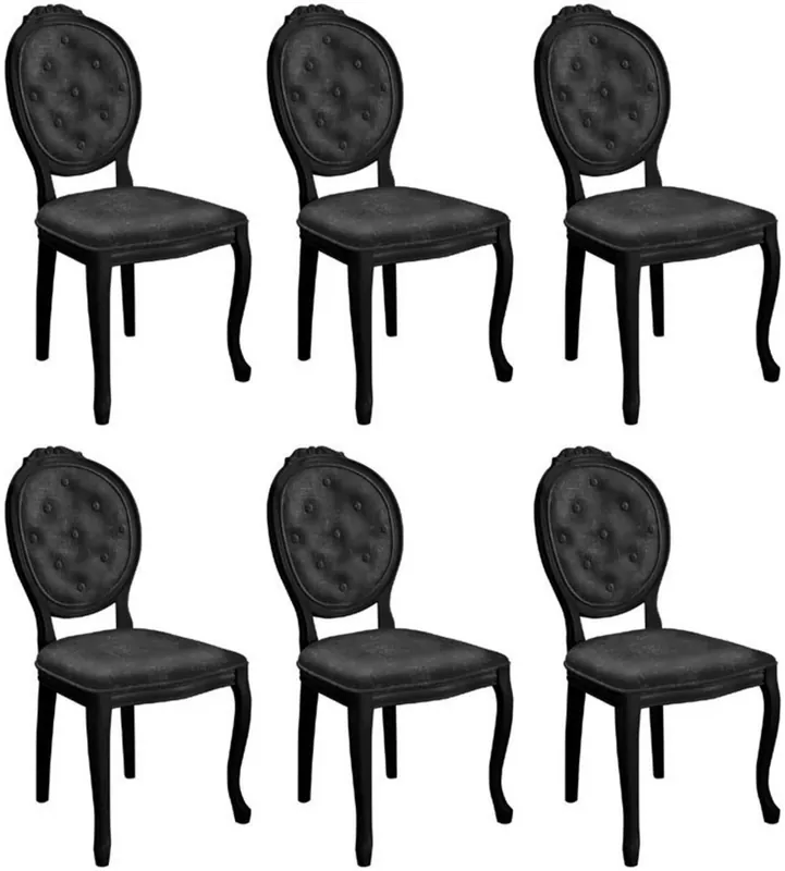 Super-Preis Casa Padrino set di sedie per sala da pranzo barocco nero - 6 Sedie da cucina fatto a mano in stile barocco - Mobili per sala da pranzo barocco