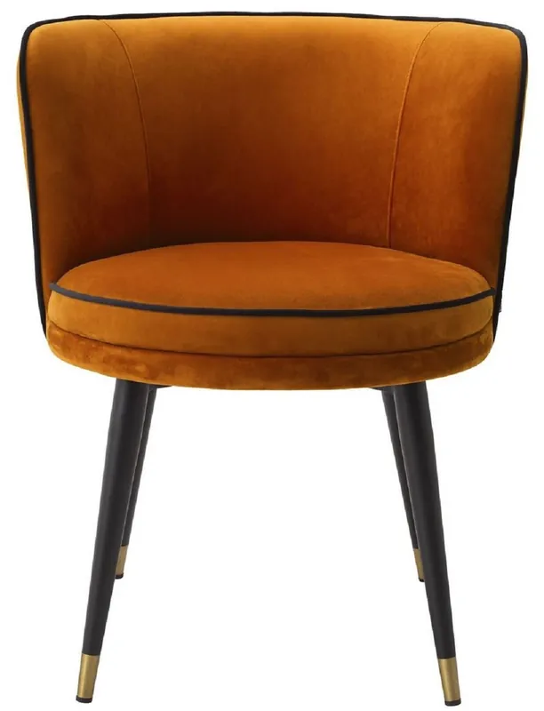 Casa Padrino sedia da pranzo di lusso in velluto arancia / nero / ottone 62 x 62 x A. 76 cm - Sedia da Cucina Girevole - Sedia Girevole - Sedia Retrò Vintage - Mobili per Sala da Pranzo Preisreduziert