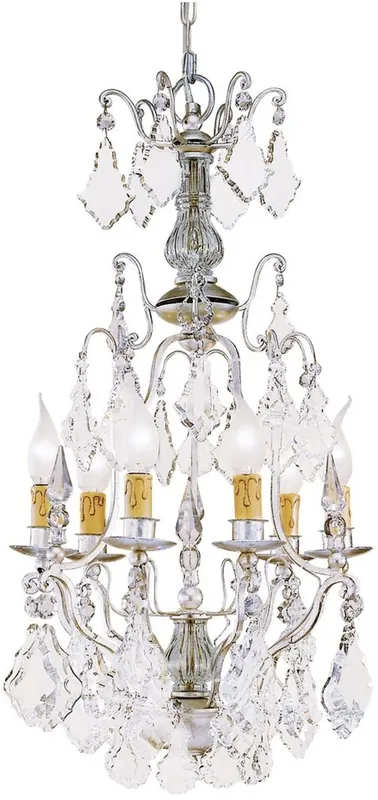 Casa Padrino lampadario in cristallo barocco di lusso argento / oro Ø 35 x A. 70 cm - Elegante lampadario in stile barocco - Qualità di Lusso - Fatto in Italia Neu Im Sortiment