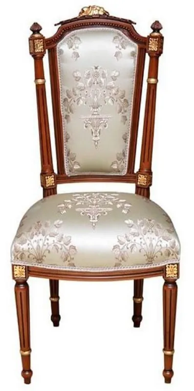Casa Padrino sedia da pranzo barocco crema / marrone / oro - Sedia fatto a mano in stile antico - Mobile da pranzo in stile barocco Solange Der Vorrat Reicht