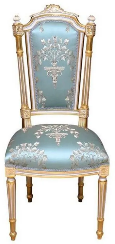 Sichere Zahlung Casa Padrino sedia da pranzo barocco turchese / bianco / oro - Sedia fatto a mano in stile antico - Mobile da pranzo in stile barocco