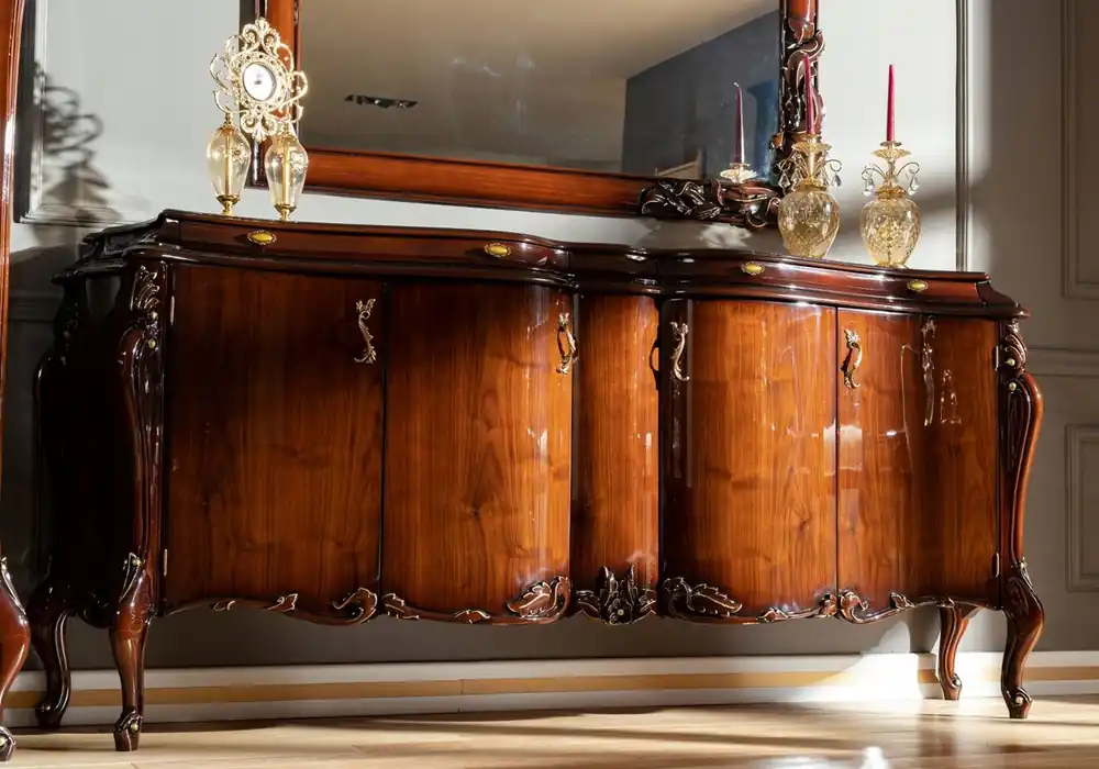 Abverkauf Casa Padrino credenza barocco di lusso con 4 ante marrone scuro / oro - Magnifica mobile in legno massello - Mobili barocchi - Nobile e Magnifica