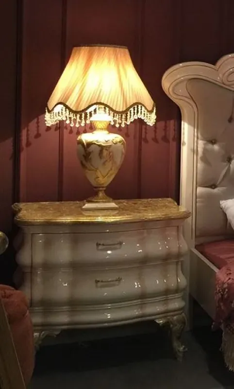Casa Padrino comodino barocco di lusso bianco / oro - Comodino barocco fatto a mano con 2 cassetti - Mobili barocco per camera da letto Rabatt