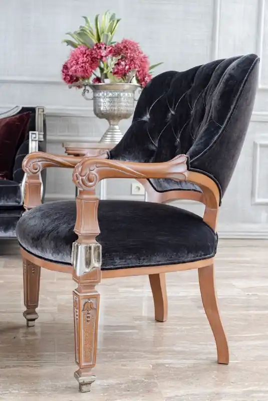 Casa Padrino poltrona da soggiorno barocco di lusso viola / beige / argento - Magnifico Mobili per Soggiorno e Hotel Barocco Top-Seller