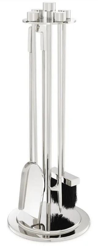 Online Kaufen Casa Padrino set da camino di lusso argento Ø 27,5 x A. 71 cm - Set da camino in 4 pezzi con supporto - Accessori per Camino