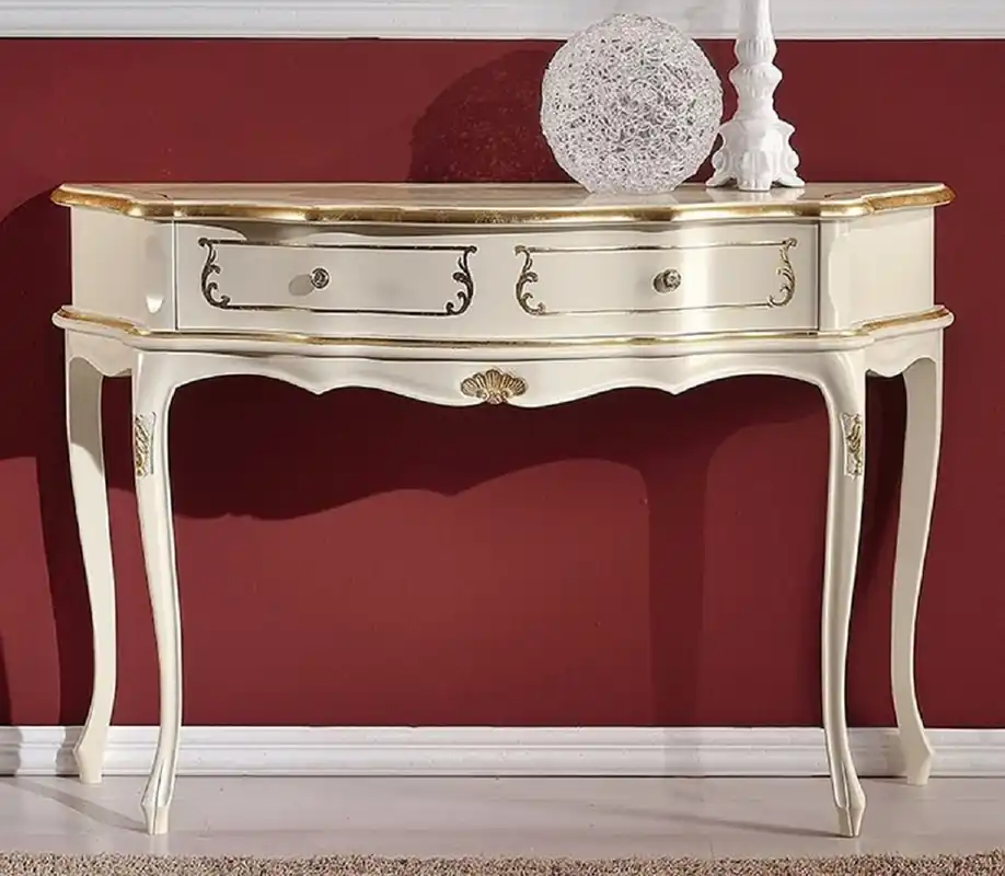 Billig Casa Padrino consolle barocco di lusso crema / oro - Consolle fatto a mano in legno massello con cassetto - Mobile Barocco - Qualità di Lusso - Fatto in Italia