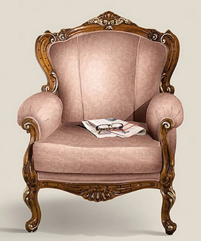 Schnäppchen Casa Padrino poltrona barocco di lusso rosa / marrone / oro - Poltrona soggiorno in mogano fatta a mano - Mobile soggiorno barocco - Qualità di Lusso - Fatto in Italia