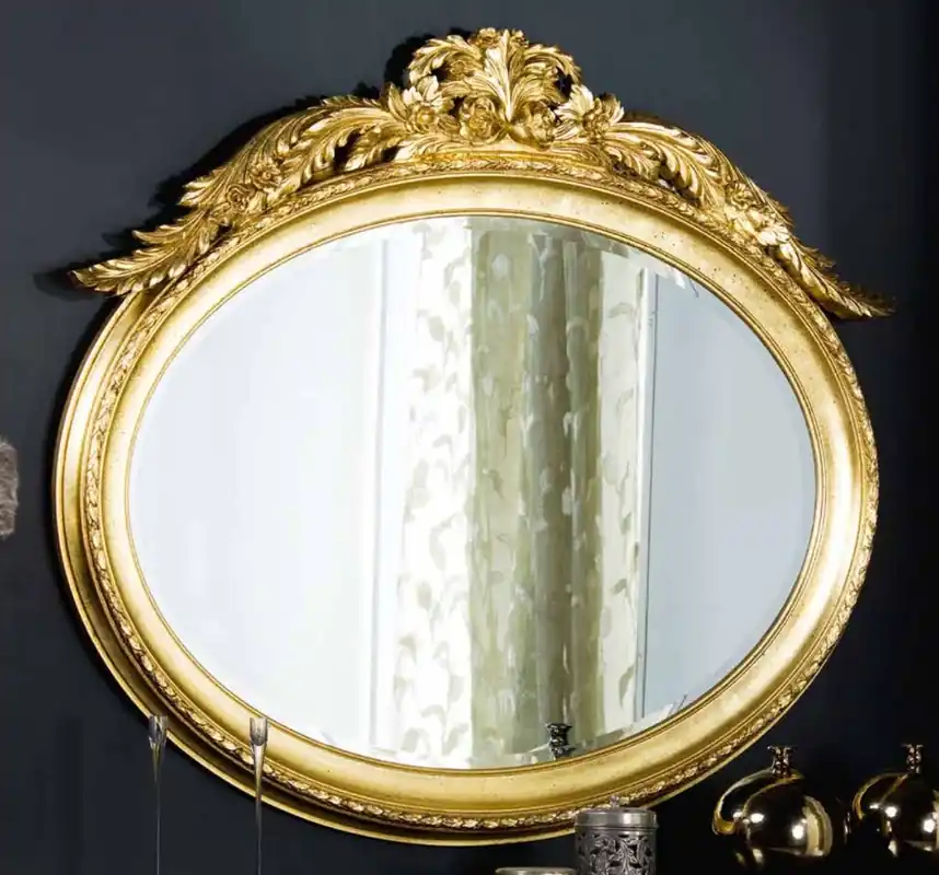 Echt Casa Padrino specchio barocco di lusso oro - Specchio da parete ovale in stile barocco - Mobili Barocchi - Qualità di Lusso - Fatto in Italia