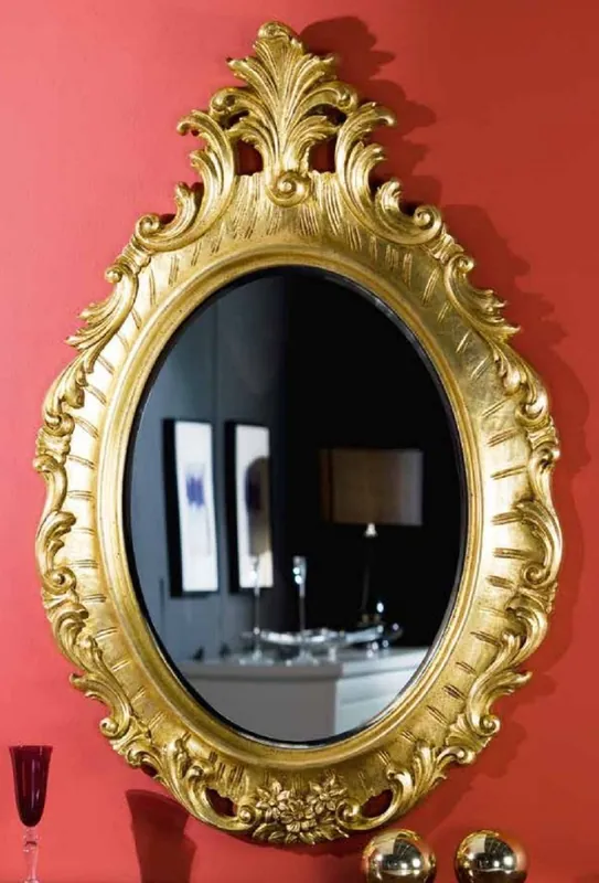 Casa Padrino specchio barocco di lusso oro - Specchio da parete ovale in stile barocco - Specchio da soggiorno barocco - Specchio da armadio barocco - Mobili Barocchi Neuheit