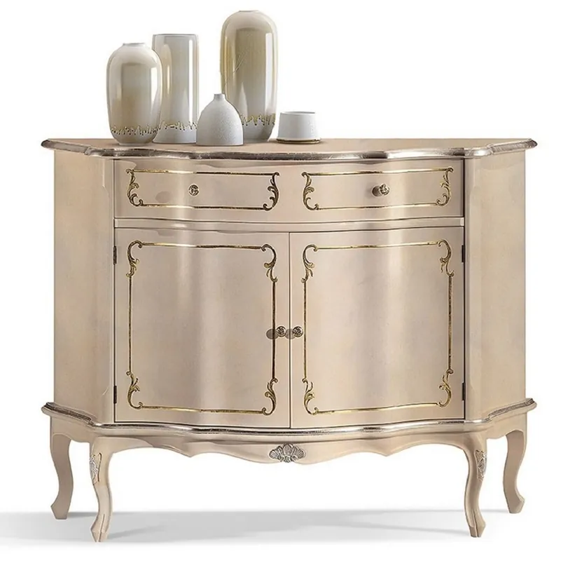 Sonderangebot Casa Padrino credenza barocco di lusso beige / argento / oro - Magnifico armadio in legno massello con 2 ante e cassetto - Mobili per Soggiorno e Hotel Barocco - Qualità di Lusso