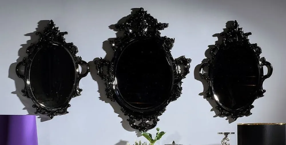 Casa Padrino set di specchi barocchi di lusso nero - 3 specchi da parete fatto a mano in stile barocco - Magnifico mobili barocchi Jetzt Bestellen