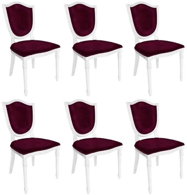 Knallerangebot Casa Padrino set di sedie per sala da pranzo Art Deco viola / bianco - 6 Sedie da cucina Art Deco fatte a mano - Mobili da sala da pranzo Art Deco