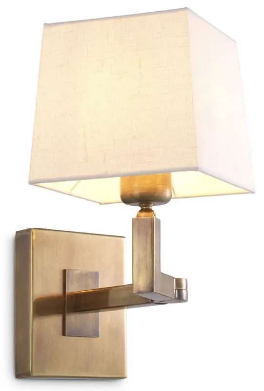 Echt Casa Padrino lampada da parete di lusso ottone vintage / bianco 15 x 30 x A. 28 cm - Lampada da parete nobile con braccio girevole e paralume - Qualità di Lusso