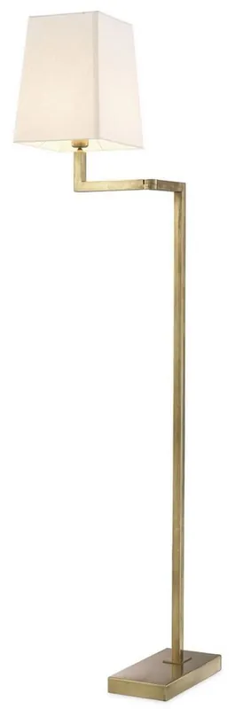 Casa Padrino lampada da terra di lusso ottone vintage / bianco A. 172,5 cm - Lampada da terra nobile con braccio girevole e paralume - Qualità di Lusso Preis Gesenkt