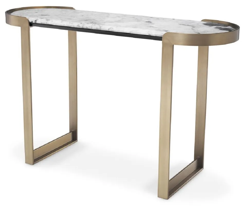 Casa Padrino consolle di lusso ottone / bianco 120 x 40 x A. 75,5 cm - Consolle in acciaio inox con piano in marmo - Mobili soggiorno di lusso Top-Angebot