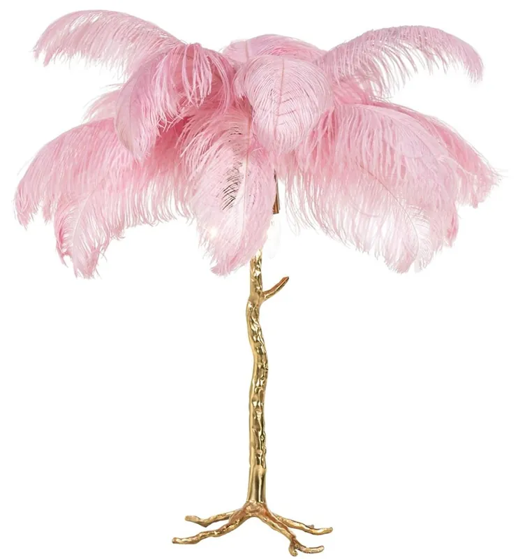 Letzte Chance Casa Padrino lampada da tavolo di lusso palma rosa / oro 75 x 75 x A. 80 cm - Lampada da tavolo moderna con design a palma - Luci di Lusso - Qualità di Lusso