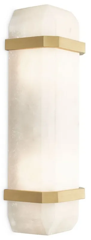 Abverkauf Casa Padrino lampada da parete di lusso alabastro / ottone antico 13 x 11 x A. 42 cm - Elegante lampada da parete con paralume in alabastro - Luci di Lusso