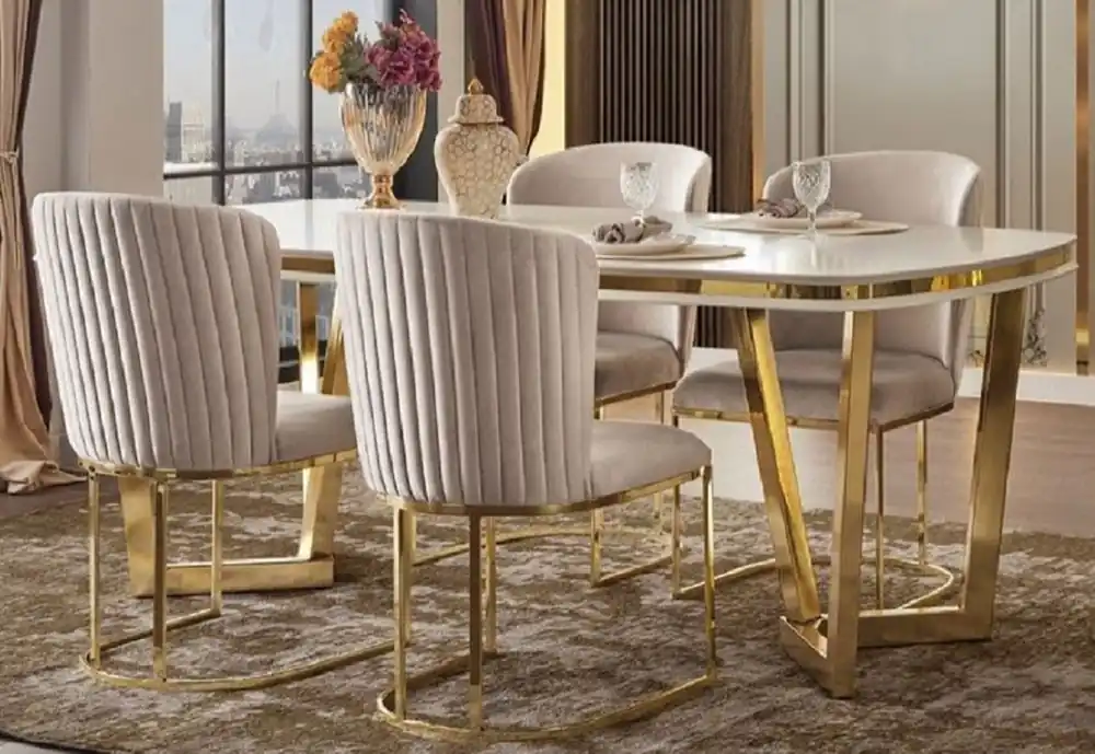 Casa Padrino set di 4 sedie da pranzo di lusso grigio / oro 66 x 52 x A. 90 cm - Mobili per Sala da Pranzo e Ristorante di Lusso Sonderangebot
