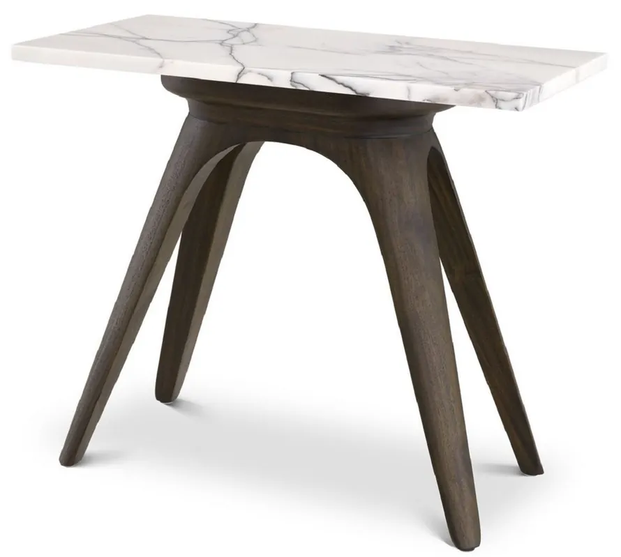 Casa Padrino tavolino di lusso moka / bianco-lilla 60 x 30 x A. 51 cm - Tavolo rettangolare in mogano con piano in marmo - Mobili soggiorno - Mobili di Lusso Markenware