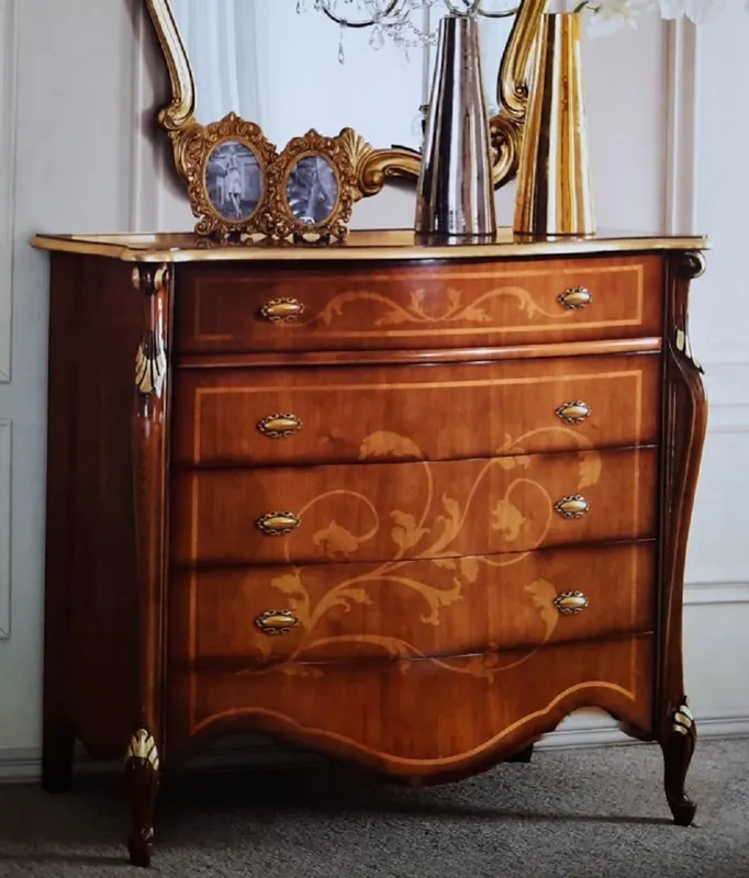 Casa Padrino cassettone barocco di lusso marrone scuro / oro - Mobile in mogano 3 cassetti e vano segretario a soffietto - Mobile Barocco - Qualità di Lusso - Fatto in Italia Preis Gesenkt