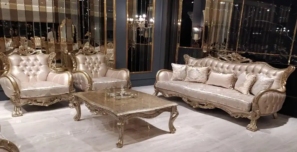 Solange Der Vorrat Reicht Casa Padrino set da soggiorno barocco di lusso rosa / argento / argento antico - 2 Divani Barocchi con Motivo e 2 Poltrone Barocche con Motivo e 1 Tavolo da Salotto Barocco - Mobili Barocco