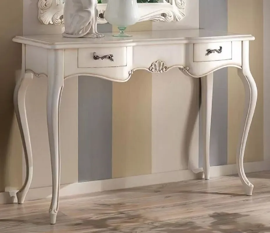 Casa Padrino consolle barocco di lusso bianco - Consolle fatto a mano in legno massello con 2 cassetti - Mobile Barocco - Qualità di Lusso - Fatto in Italia Direkt Vom Hersteller