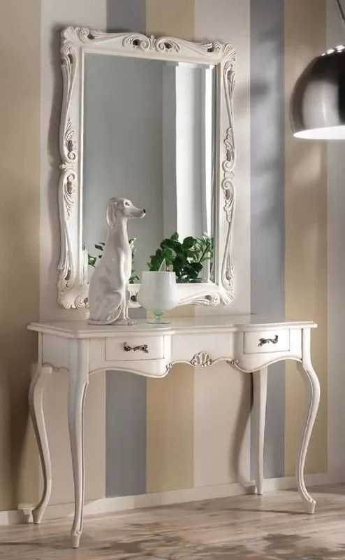 Markenprodukt Casa Padrino consolle a specchio barocco di lusso bianco - Magnifica consolle barocco con specchio a parete - Mobili Barocchi per Hotel e Castello - Qualità di Lusso - Fatto in Italia