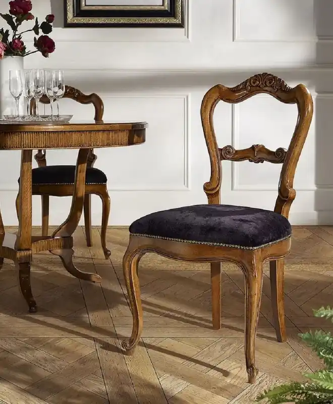 Direkt Vom Hersteller Casa Padrino set di sedie da pranzo Biedermeier di lusso viola / marrone - Set di 6 sedie da cucina fatte a mano - Mobili da sala da pranzo Biedermeier - Qualità di Lusso - Fatto in Italia