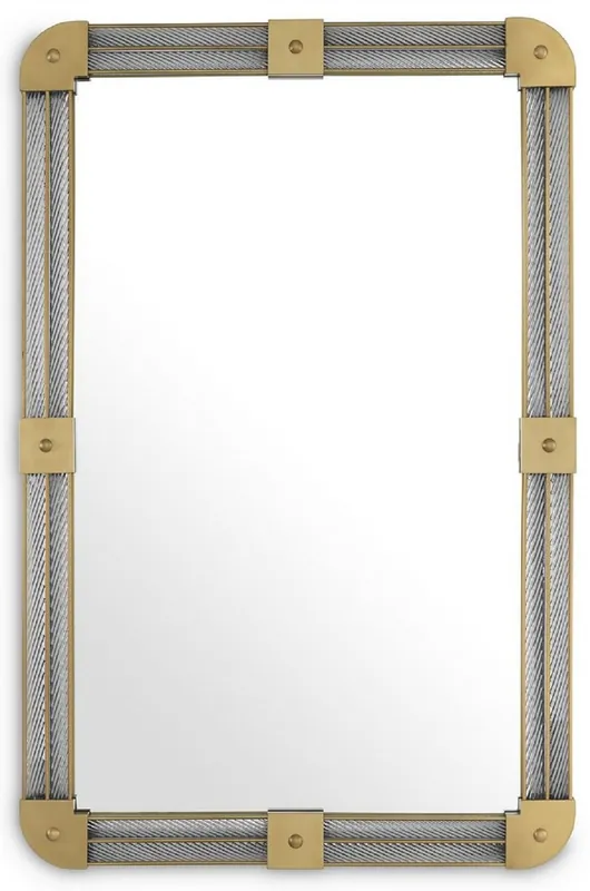 Casa Padrino specchio da parete di lusso ottone antico 80 x 5 x A. 122 cm - Specchio da soggiorno illuminato con vetro lavorato a mano - Specchio camera da letto - Specchio armadio Direkt Vom Hersteller