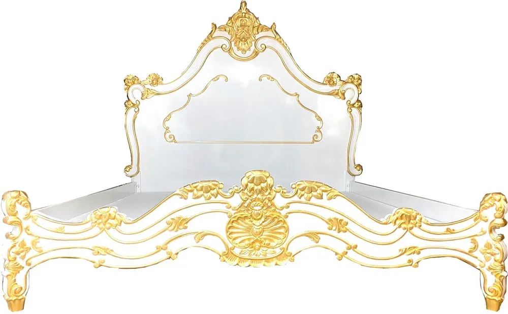 Casa Padrino letto matrimoniale barocco di lusso bianco / oro - Letto nobile in legno massello con testiera - Magnifico mobili per camera da letto in stile barocco Rabatt