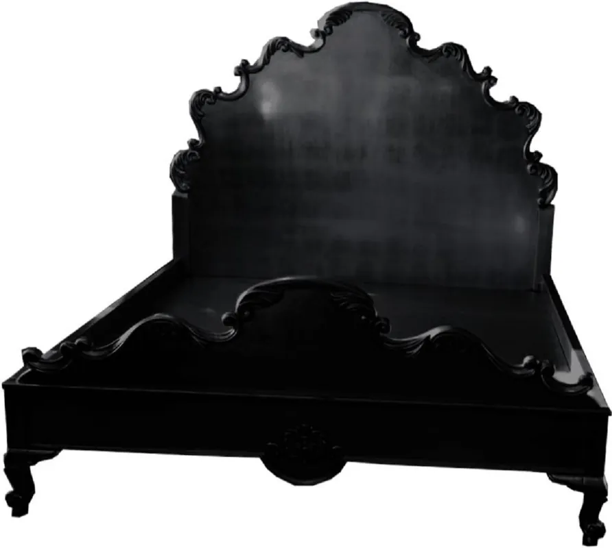 Preis Gesenkt Casa Padrino letto matrimoniale barocco di lusso nero - Magnifico letto in legno massello con testiera - Mobili camera da letto in stile barocco - Nobile e Magnifico