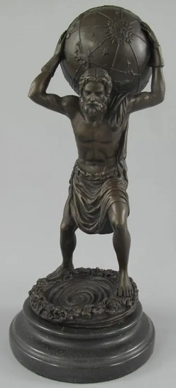 Top-Seller Casa Padrino scultura in bronzo Art Nouveau uomo con sfera bronzo / nero 15 x 15 x A. 33 cm - Figura in Bronzo - Figura Decorativa - Accessori per la Decorazione della Scrivania