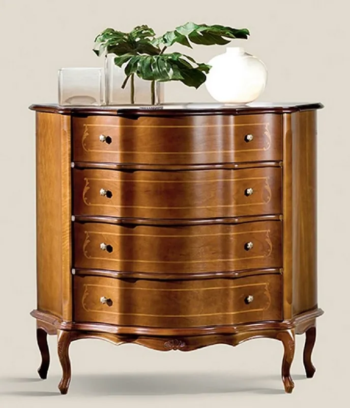 Markenware Casa Padrino cassettone barocco di lusso marrone - Armadio nobile in legno massello con 4 cassetti - Mobile Barocco - Qualità di Lusso - Fatto in Italia