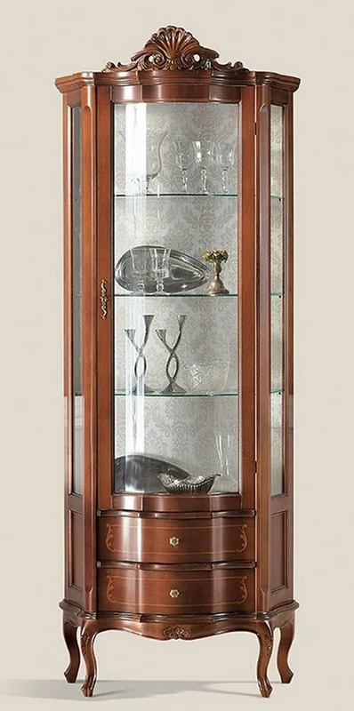 Casa Padrino vetrina barocco di lusso marrone - Magnifica vetrina gabinetto barocco con anta in vetro e 2 cassetti - Mobile Barocco - Qualità di Lusso - Fatto in Italia Wochenendangebot