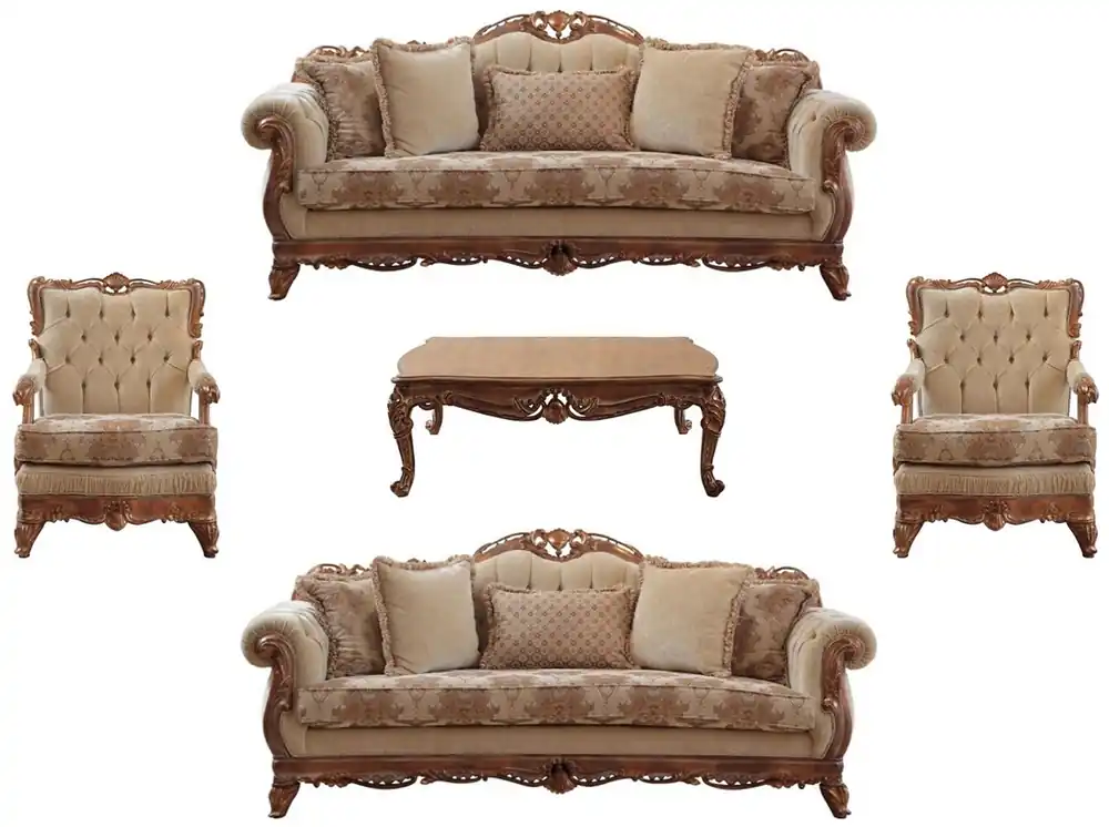 Beliebt Casa Padrino set da soggiorno barocco di lusso beige / marrone - 2 Divani e 2 Poltrone e 1 Tavolo da Salotto - Mobili da soggiorno barocco fatto a mano - Nobile e Magnifico