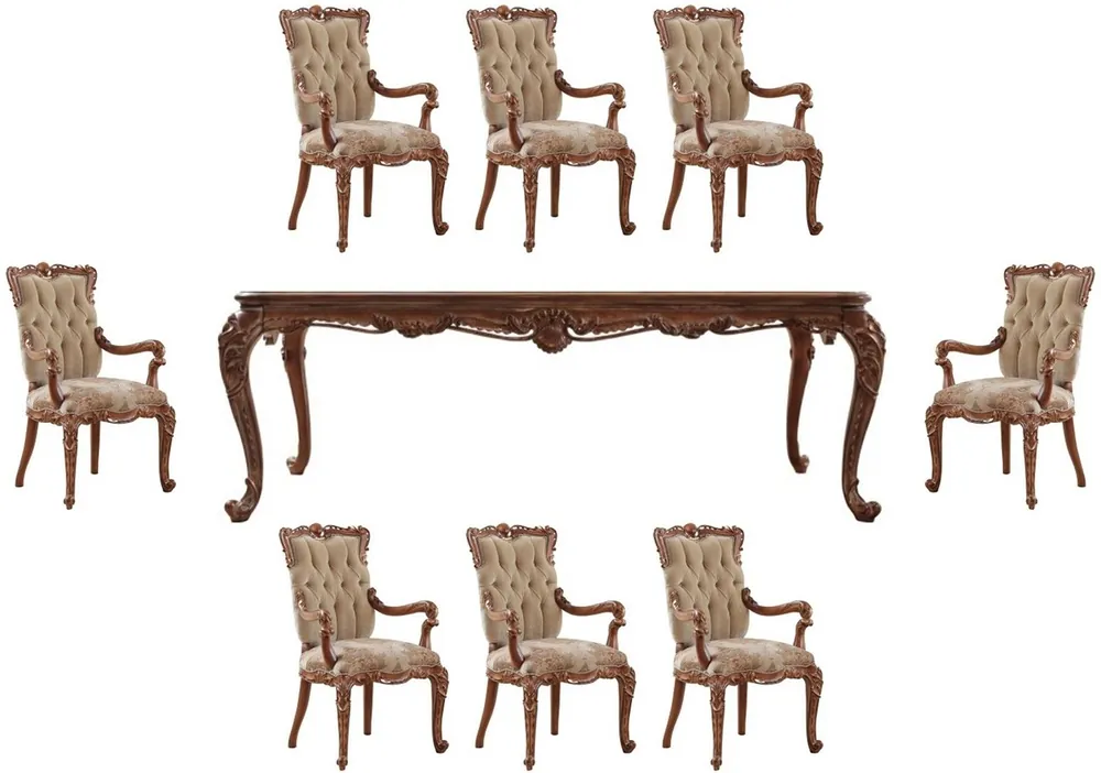 Casa Padrino set da sala da pranzo barocco di lusso beige / marrone - 1 Tavolo da Pranzo Barocco e 8 Sedie da Pranzo Barocco con Braccioli - Mobili per sala da pranzo barocco - Nobile e Magnifico Jetzt Bestellen