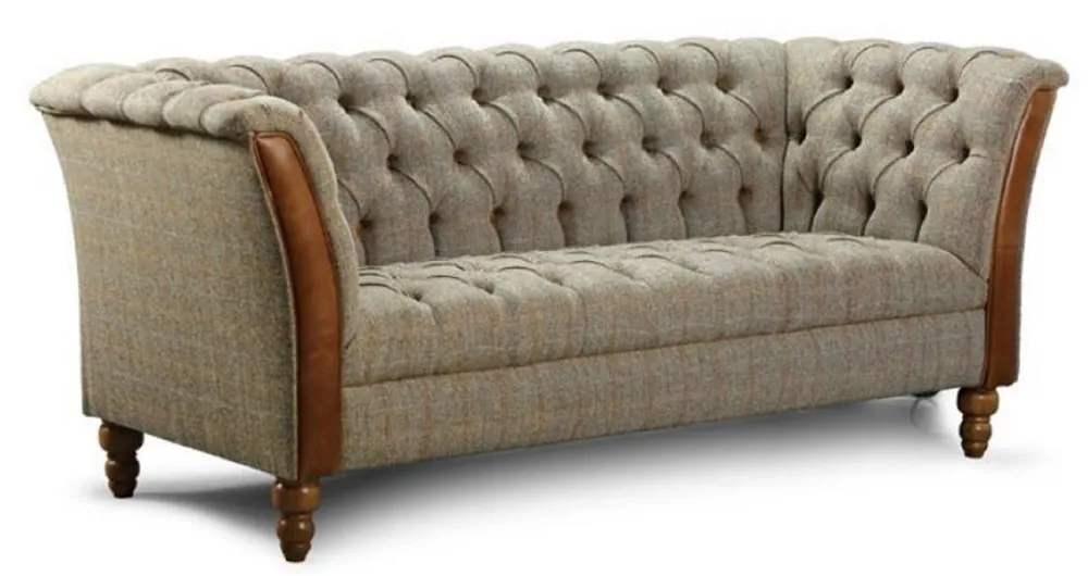 Heißes Angebot Casa Padrino divano 2 posti Chesterfield di lusso grigio / marrone 186 x 87 x A. 77 cm - Divano soggiorno con vera pelle - Mobili da Soggiorno Chesterfield