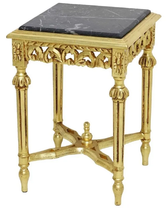 Casa Padrino tavolino barocco oro / nero - Magnifico tavolo in legno massello con piano in marmo - Mobili soggiorno barocco Schnäppchen