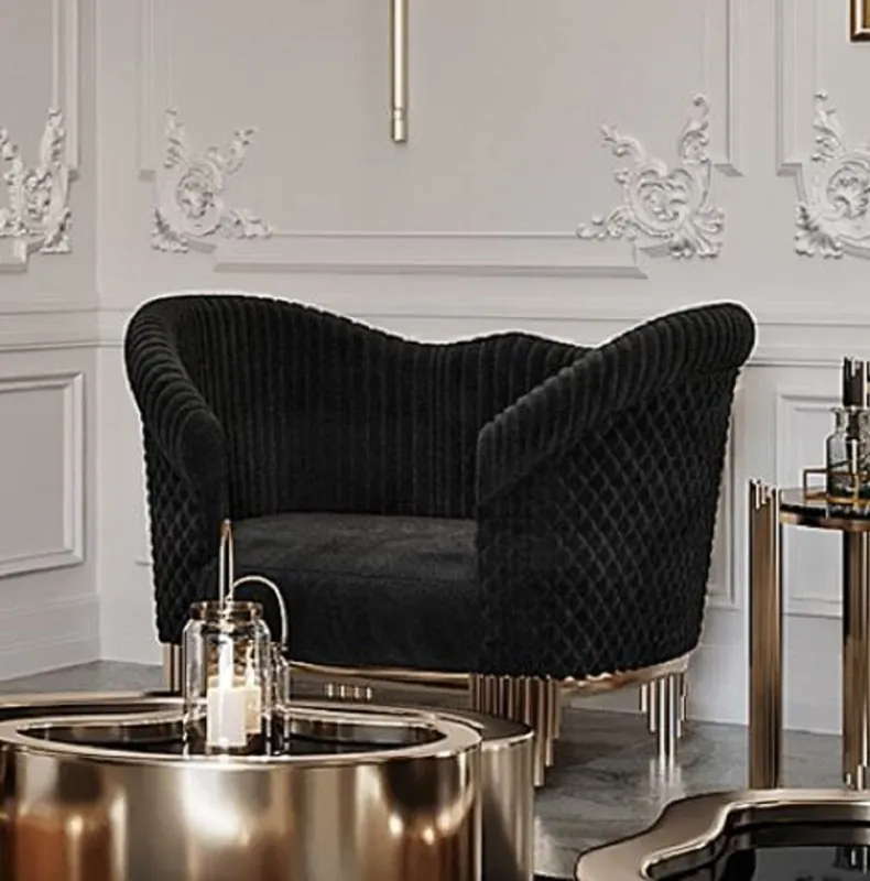 Casa Padrino poltrona di lusso nero / oro 120 x 88 x A. 88 cm - Poltrona soggiorno moderna - Mobili da Soggiorno e Hotel - Collezione di Lusso Geprüft