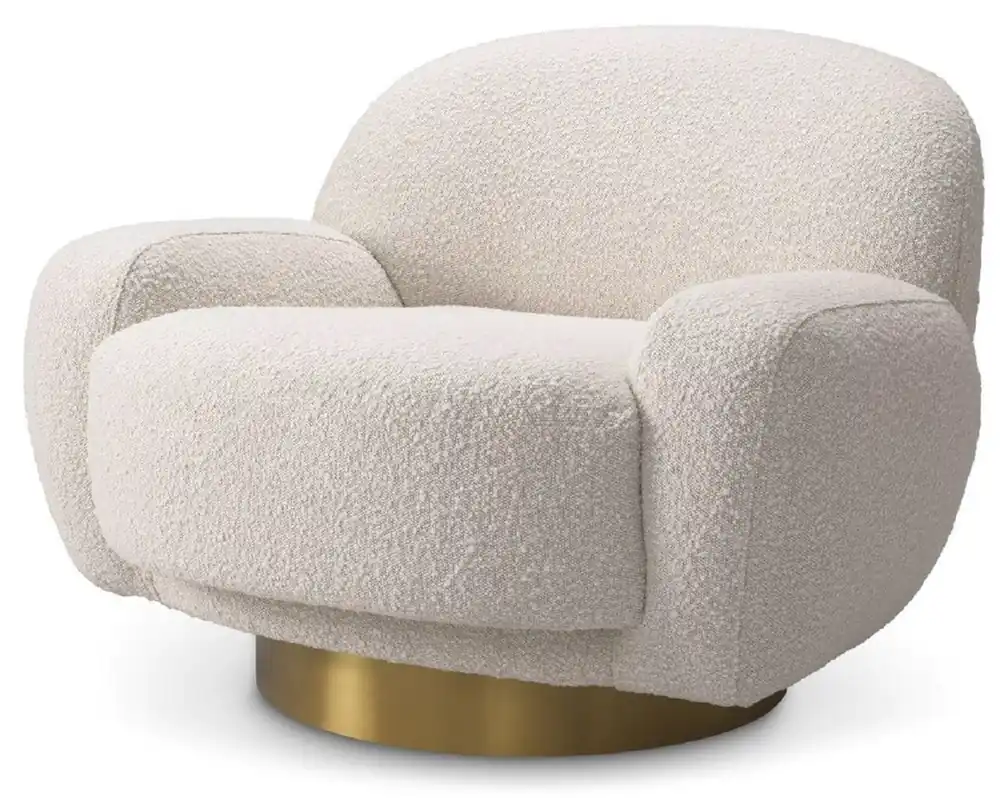 Preiswert Casa Padrino poltrona girevole di lusso crema / ottone 95 x 90 x A. 70 cm - Poltrona da soggiorno moderna - Mobili da soggiorno di lusso