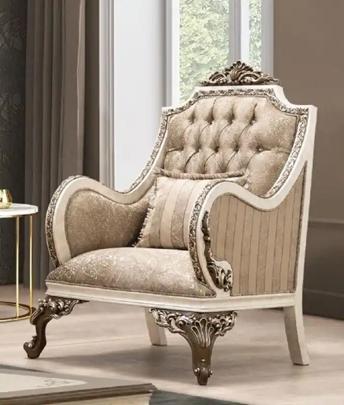 Angebot Casa Padrino poltrona barocco di lusso beige / crema / marrone / oro - Magnifico poltrona da soggiorno con motivo elegante - Mobili da soggiorno in stile barocco