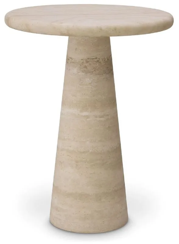 Angebot Casa Padrino tavolino di lusso beige Ø 45 x A. 58 cm - Tavolino rotondo in pietra calcarea di travertino di alta qualità - Mobili Soggiorno e Hotel - Collezione di Lusso