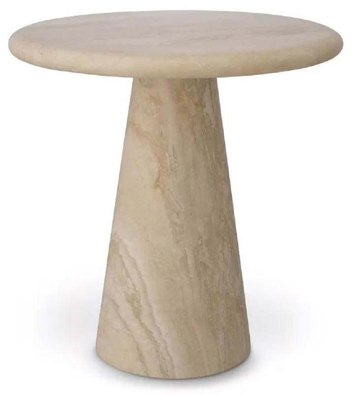 Casa Padrino tavolino di lusso beige Ø 45 x A. 46 cm - Tavolino rotondo in pietra calcarea di travertino di alta qualità - Mobili Soggiorno e Hotel - Collezione di Lusso Markenprodukt