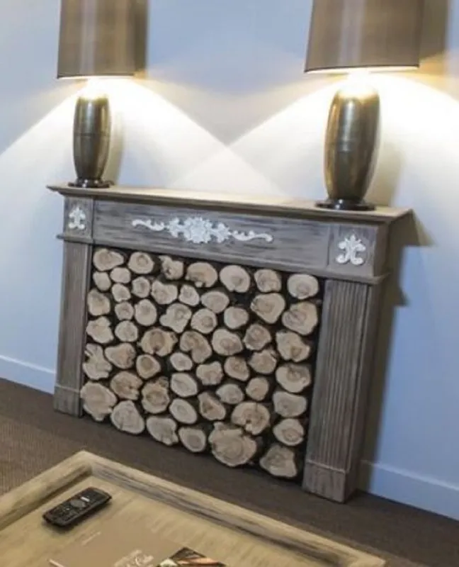 Casa Padrino cornice del camino in legno massello in stile country di lusso grigio scuro / bianco - Mobili per Soggiorno e Hotel in Stile Country - Qualità di Lusso Rabatt