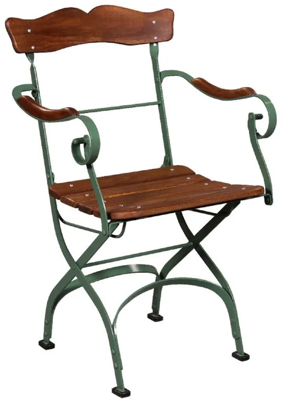 Casa Padrino sedia da giardino Art Nouveau di lusso con braccioli marrone / verde 57 x 50 x A. 92 cm - Sedia da giardino e patio - Mobili da Giardino e Patio Art Nouveau Preiswert