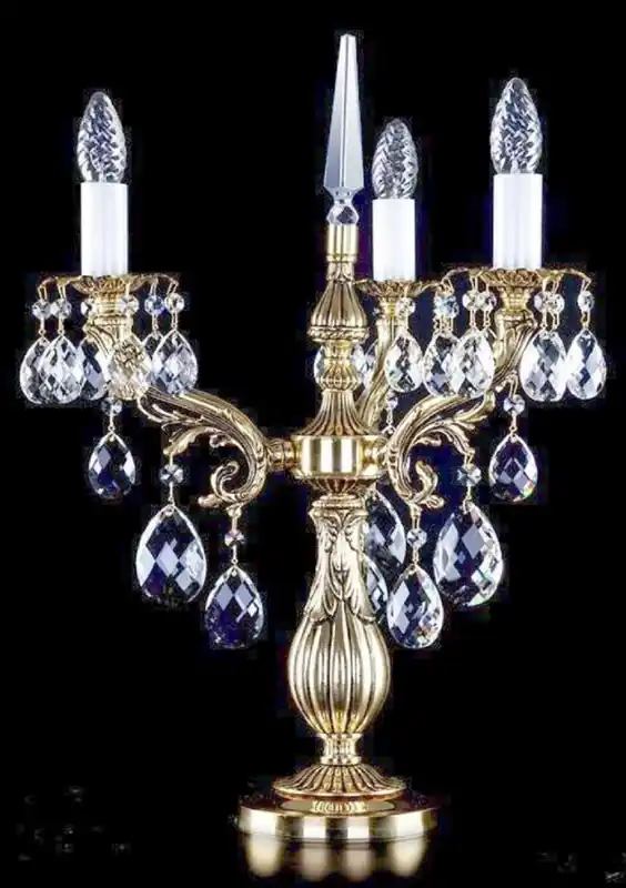 Casa Padrino lampada da tavolo barocco di lusso in cristallo oro Ø 43 x A. 60 cm - Magnifica lampada da tavolo in ottone con vetro in cristallo di Boemia - Luci in cristallo barocco Schneller Versand