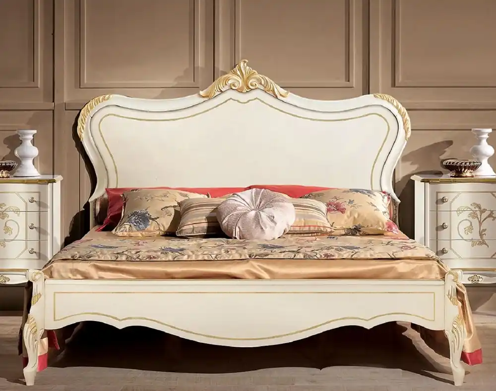 Aktuell Casa Padrino letto matrimoniale barocco di lusso bianco / oro - Magnifico letto in legno massello in stile barocco - Mobili per Camera da Letto e per Hotel Barocchi - Fatto in Italia