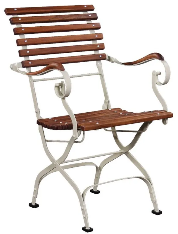 Casa Padrino sedia da giardino Art Nouveau di lusso con braccioli marrone / crema 60 x 55 x A. 90 cm - Sedia da giardino e patio - Mobili da Giardino e Patio Art Nouveau Angebot