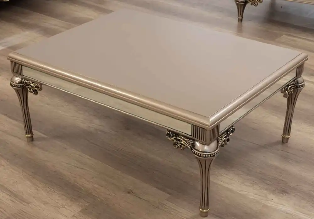 Direktkauf Casa Padrino tavolo da soggiorno barocco di lusso grigio / nero / oro - Magnifico tavolo da soggiorno in legno massello in stile barocco - Mobili da soggiorno barocchi - Nobile e Magnifico