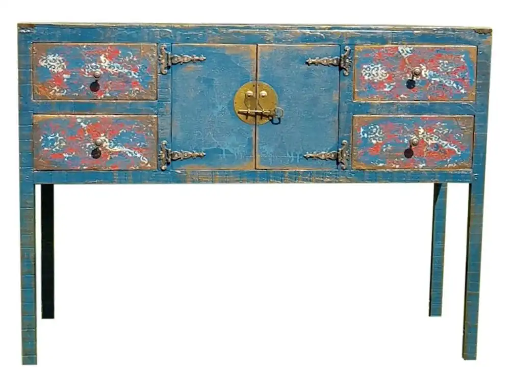 Casa Padrino cassettone in stile country di lusso in legno massello con 2 ante e 4 cassetti blu antico - Mobili in stile country fatto a mano Sonderangebot
